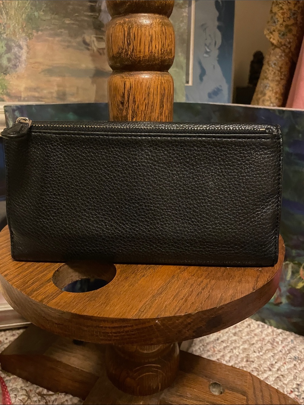 Coach Black Pebbled Leather Flap Wallet - Picture 3 of 9